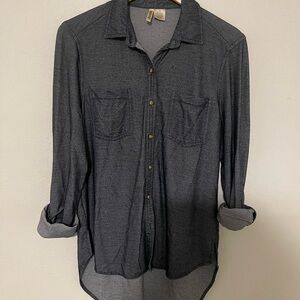 Passport Men's Casual Button-Down Shirt in Charcoal Gray